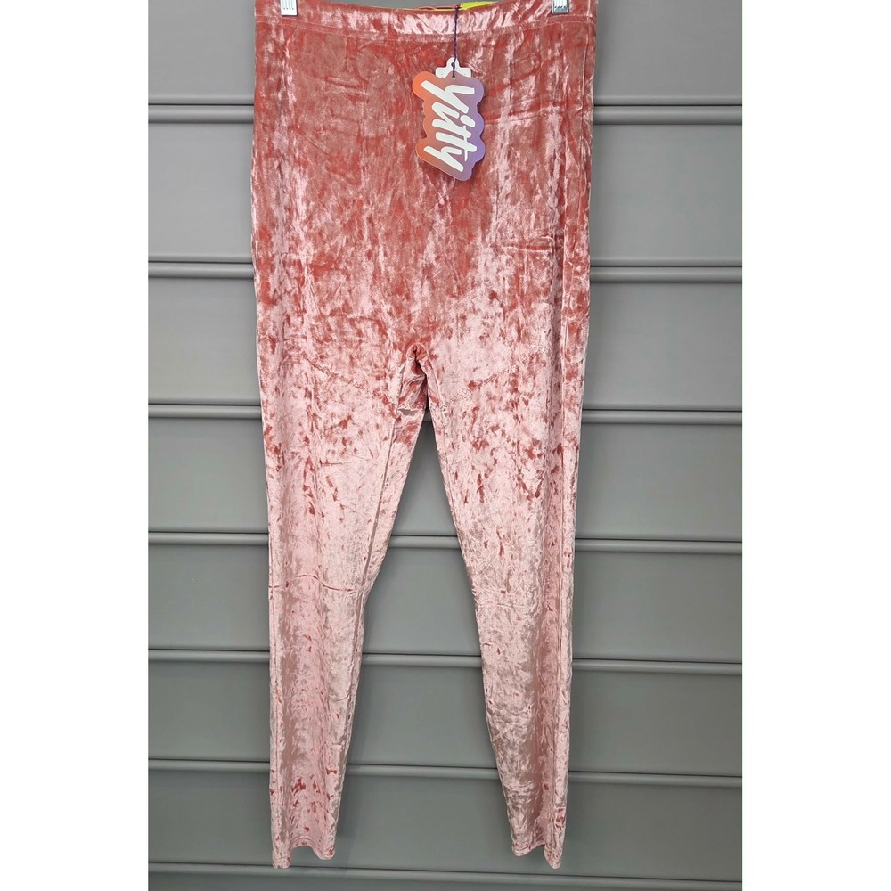Yitty Plusshy Shaping High Waist Leggings Eat My Peach Velvet Pink Size L NWT